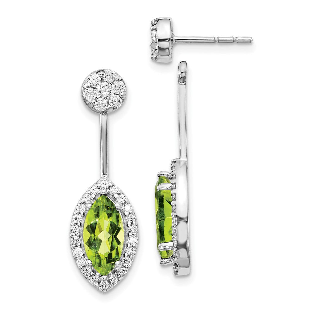 Image of ID 1 14k White Gold Real Diamond/Marquise Peridot Front/Back Earrings