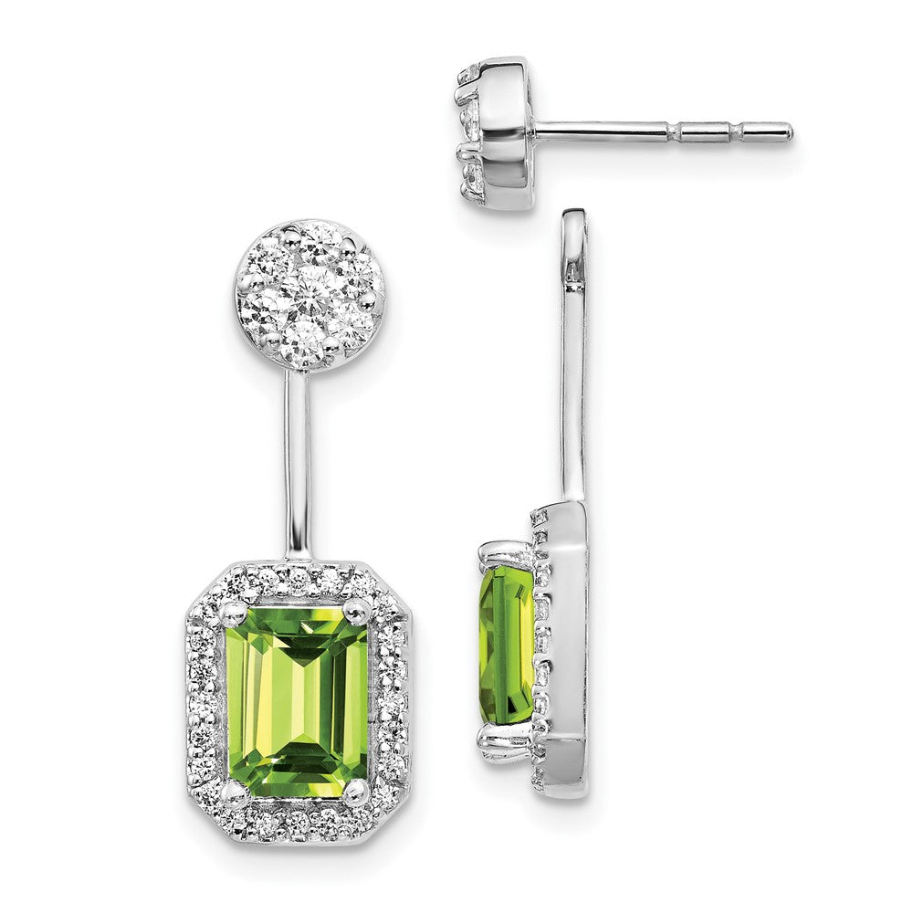 Image of ID 1 14k White Gold Real Diamond/Peridot Front/Back Earrings