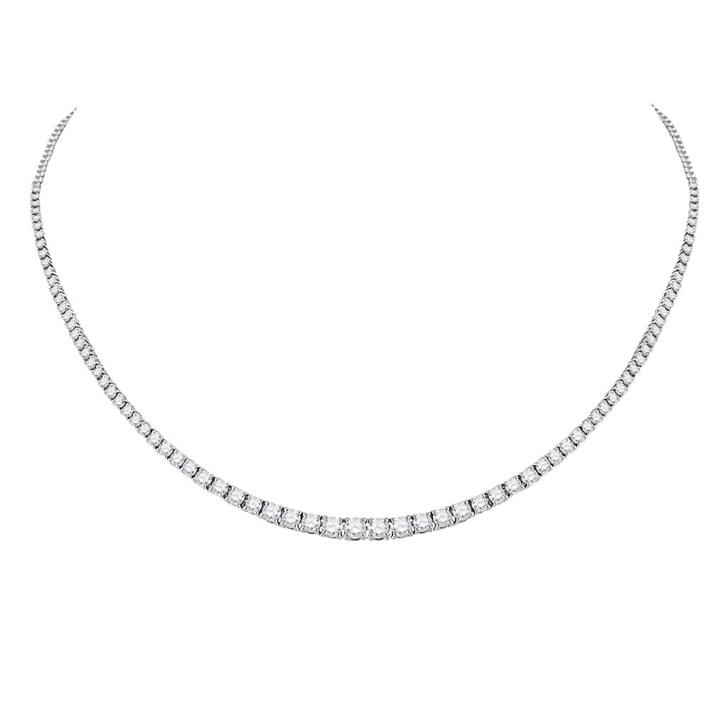 Image of ID 1 14k White Gold Round Diamond Studded Tennis Necklace 4 Cttw