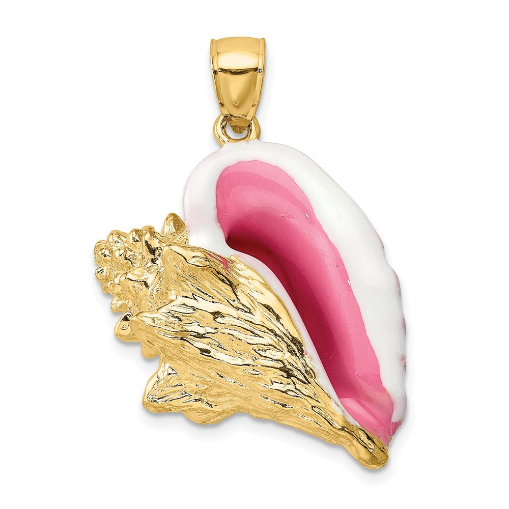 Image of ID 1 14k Yellow Gold 3-D Enamel Large Conch Shell Charm