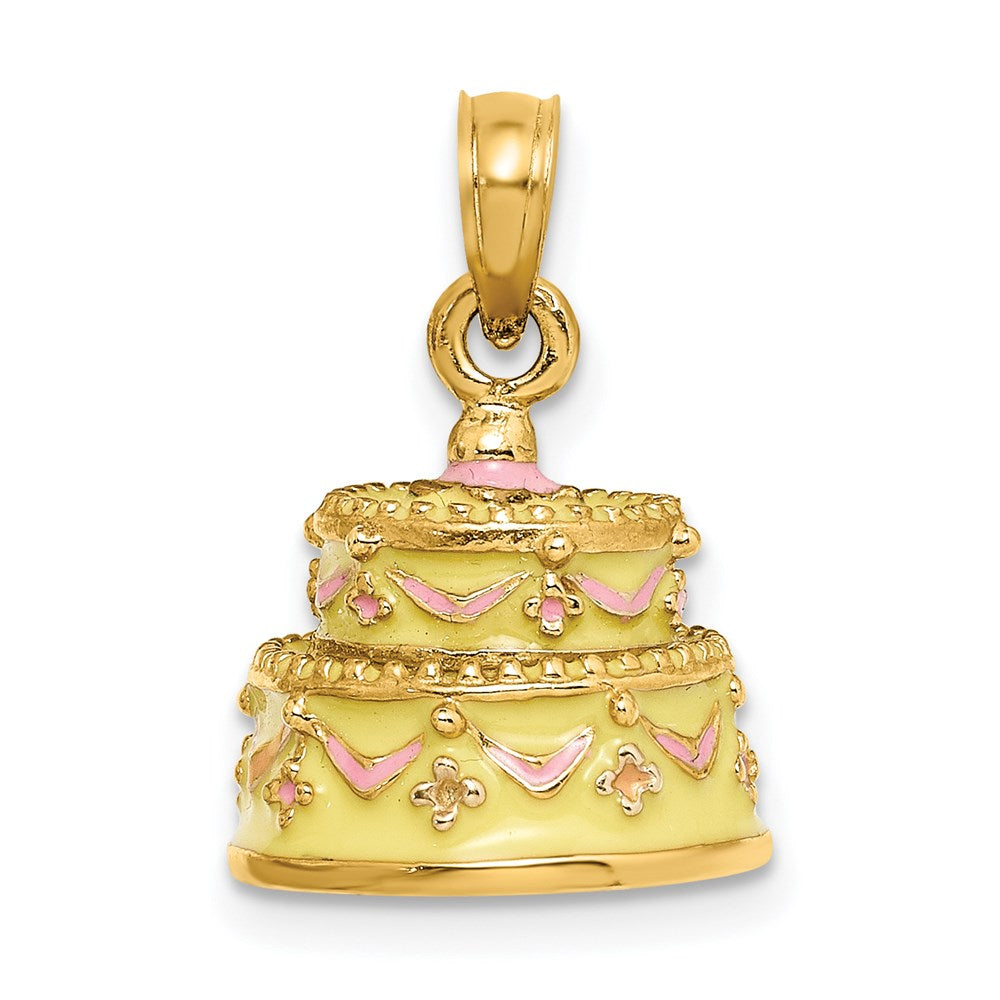 Image of ID 1 14k Yellow Gold 3-D HAPPY ANNIVERSARY Cake w/Yellow Frosting Charm