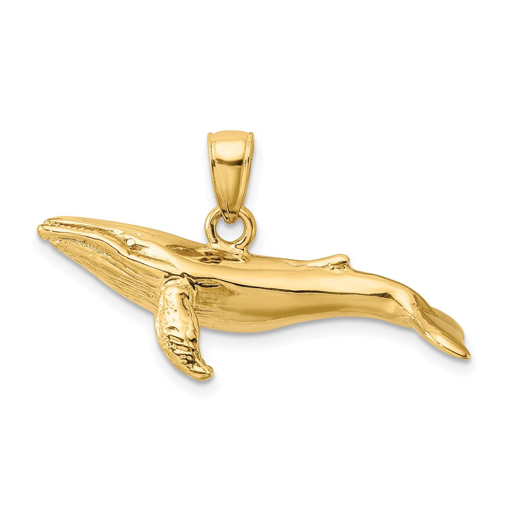 Image of ID 1 14k Yellow Gold 3-D Textured Underside Humpback Whale Charm