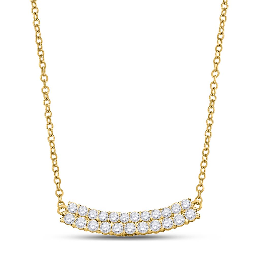 Image of ID 1 14k Yellow Gold Diamond Bar Pendant Necklace 1 Cttw