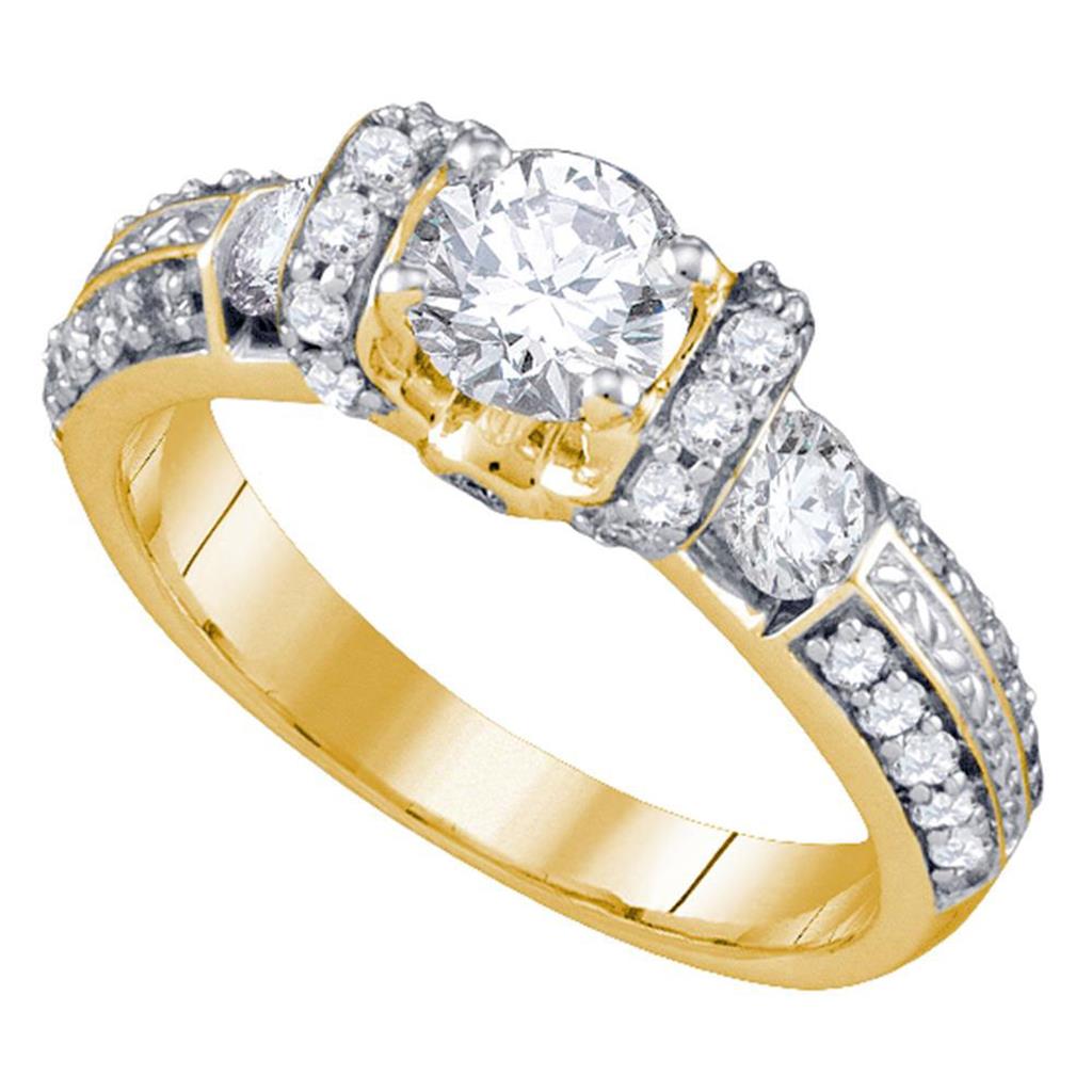 Image of ID 1 14k Yellow Gold Diamond Bridal Wedding Engagement Anniversary Ring 1-1/2 Cttw