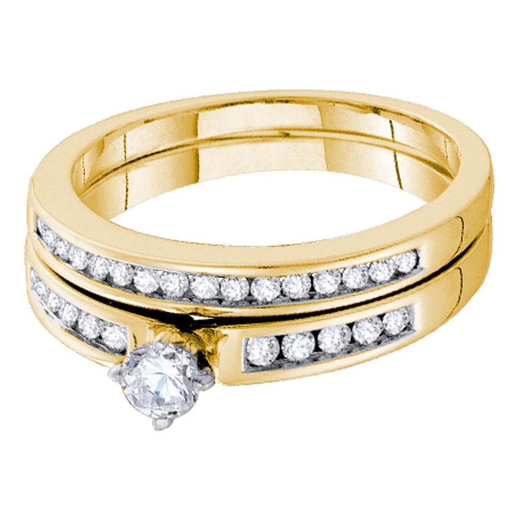 Image of ID 1 14k Yellow Gold Diamond Bridal Wedding Ring Set 1/2 Cttw