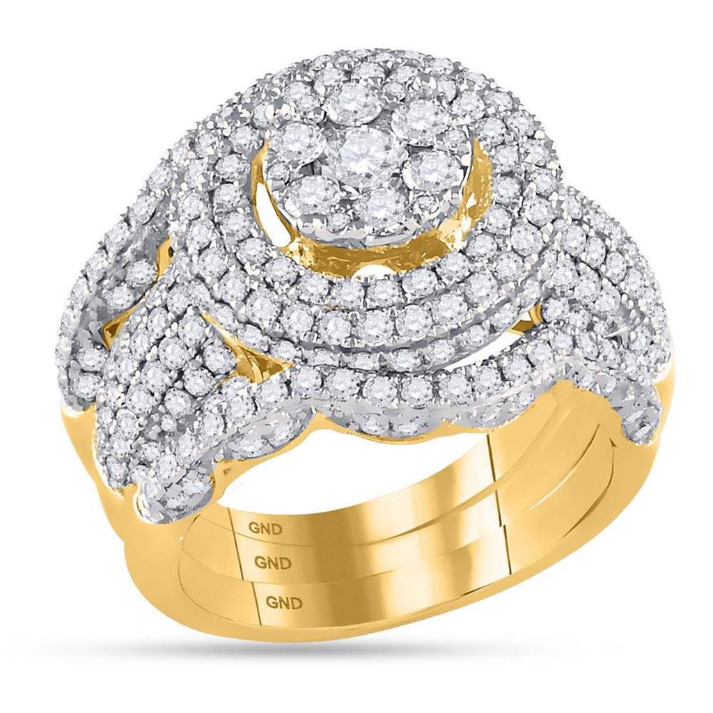 Image of ID 1 14k Yellow Gold Diamond Bridal Wedding Ring Set 2-1/2 Cttw