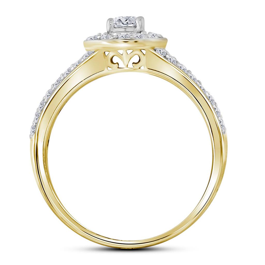 Image of ID 1 14k Yellow Gold Diamond Round Bridal Wedding Ring Set 1 Cttw (Certified)