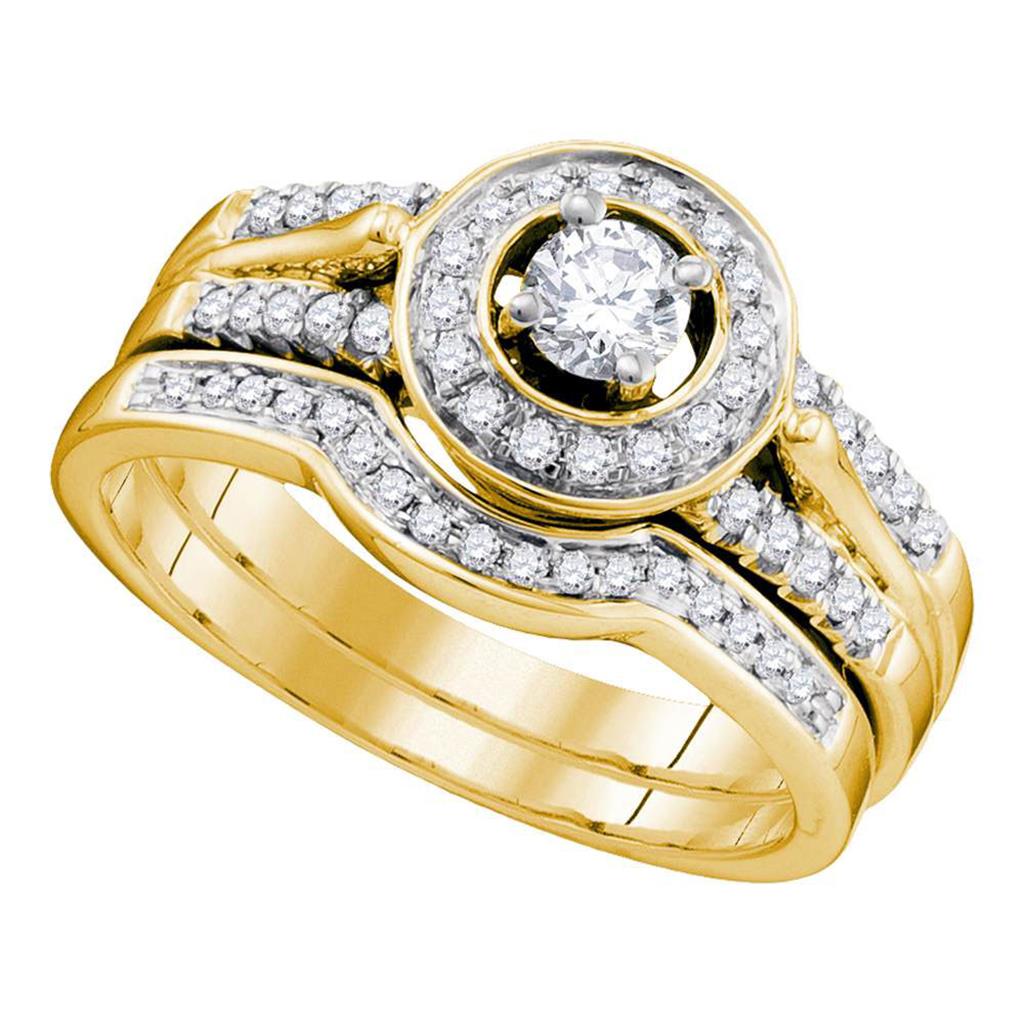 Image of ID 1 14k Yellow Gold Diamond Round Bridal Wedding Ring Set 1/2 Cttw (Certified)
