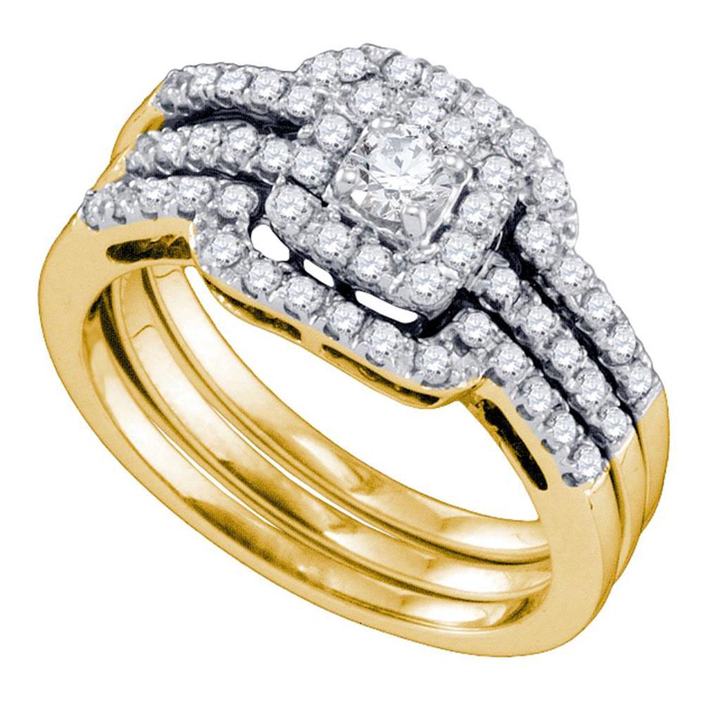 Image of ID 1 14k Yellow Gold Diamond Round Bridal Wedding Ring Set 5/8 Cttw