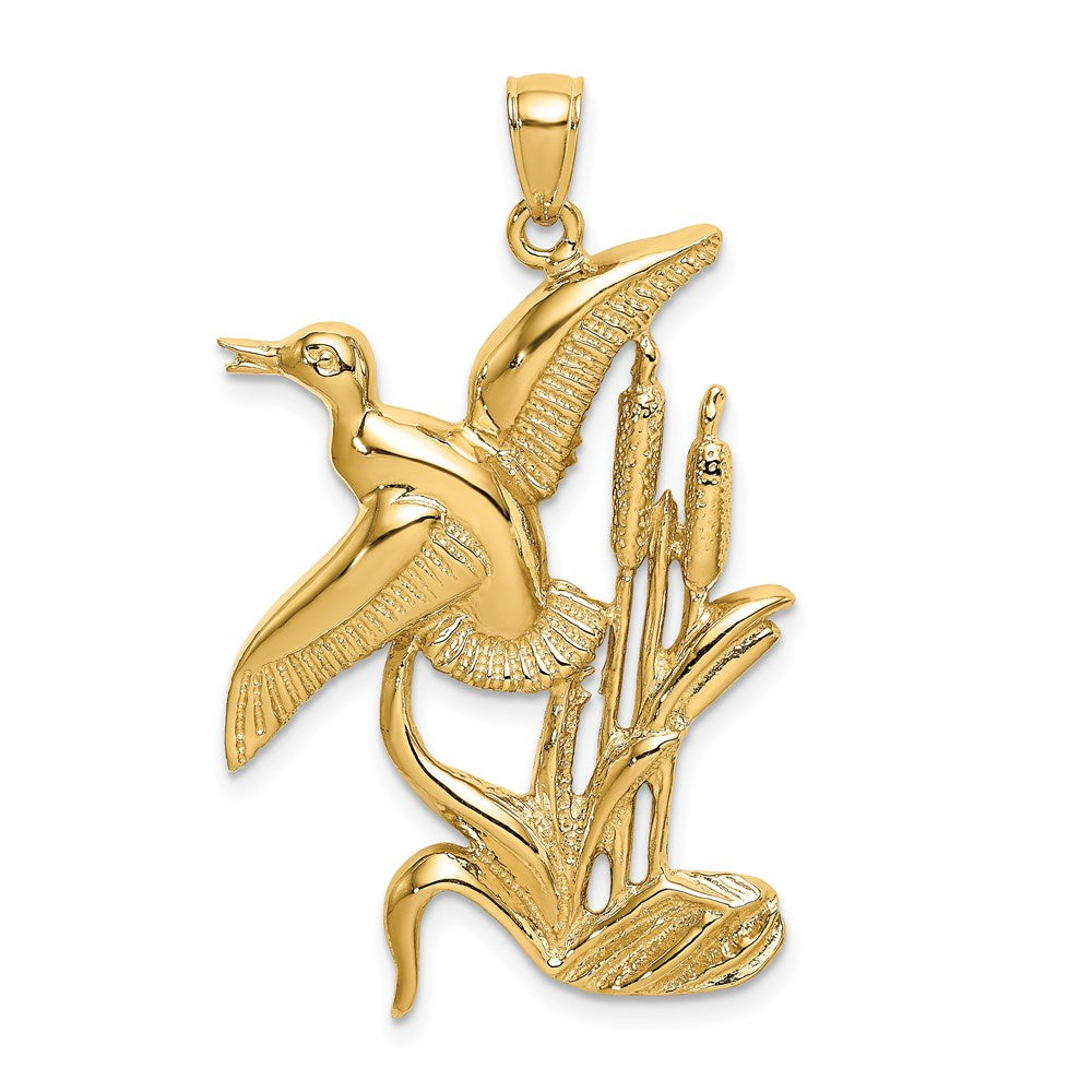 Image of ID 1 14k Yellow Gold Duck Flying From Willow Charm