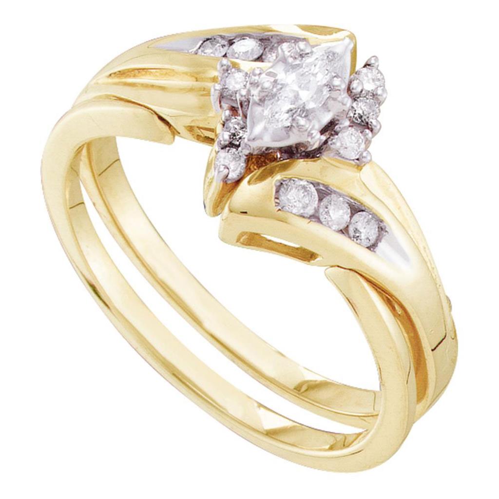 Image of ID 1 14k Yellow Gold Marquise Diamond Bridal Wedding Ring Set 1/4 Cttw
