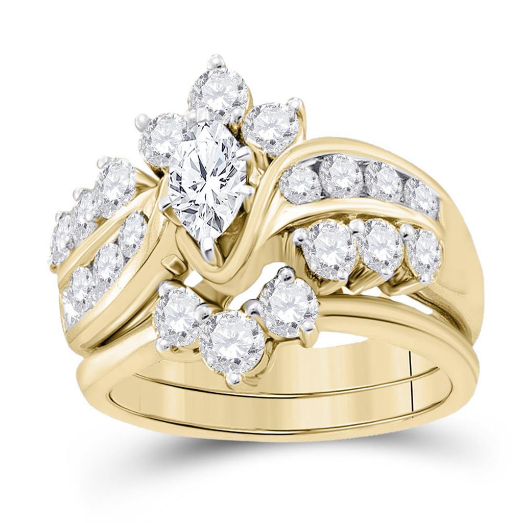 Image of ID 1 14k Yellow Gold Marquise Diamond Bridal Wedding Ring Set 2 Cttw (Certified)