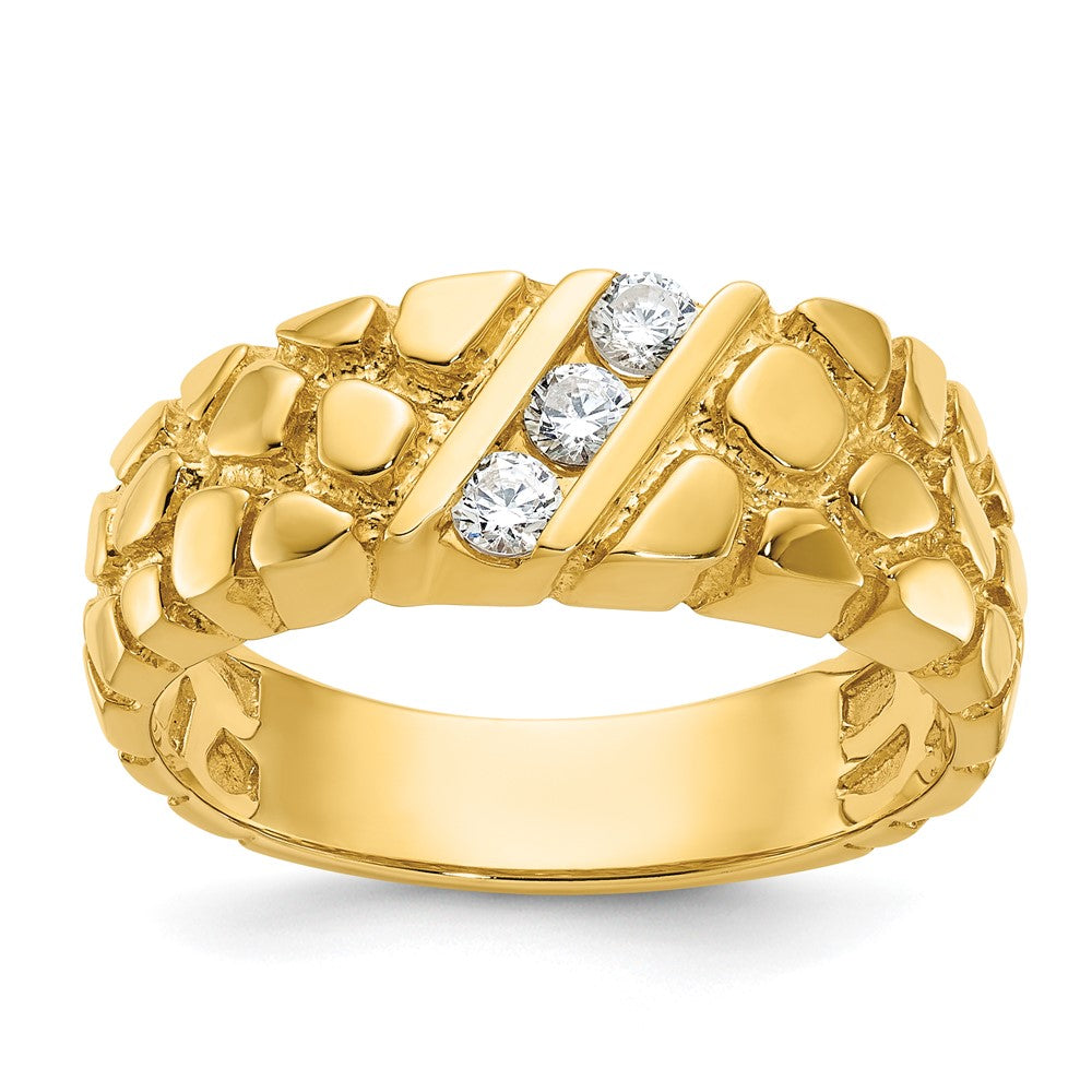 Image of ID 1 14k Yellow Gold Men's 1/4 carat Diamond Nugget Complete Ring