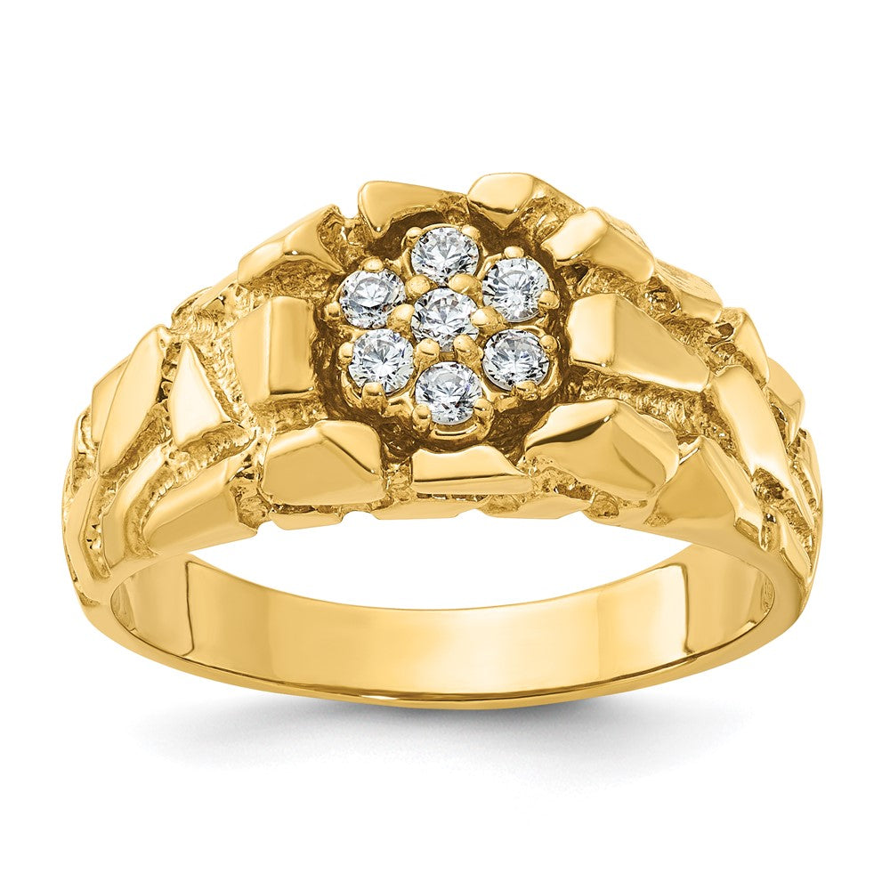 Image of ID 1 14k Yellow Gold Men's Cluster 1/4 carat Diamond Nugget Complete Ring