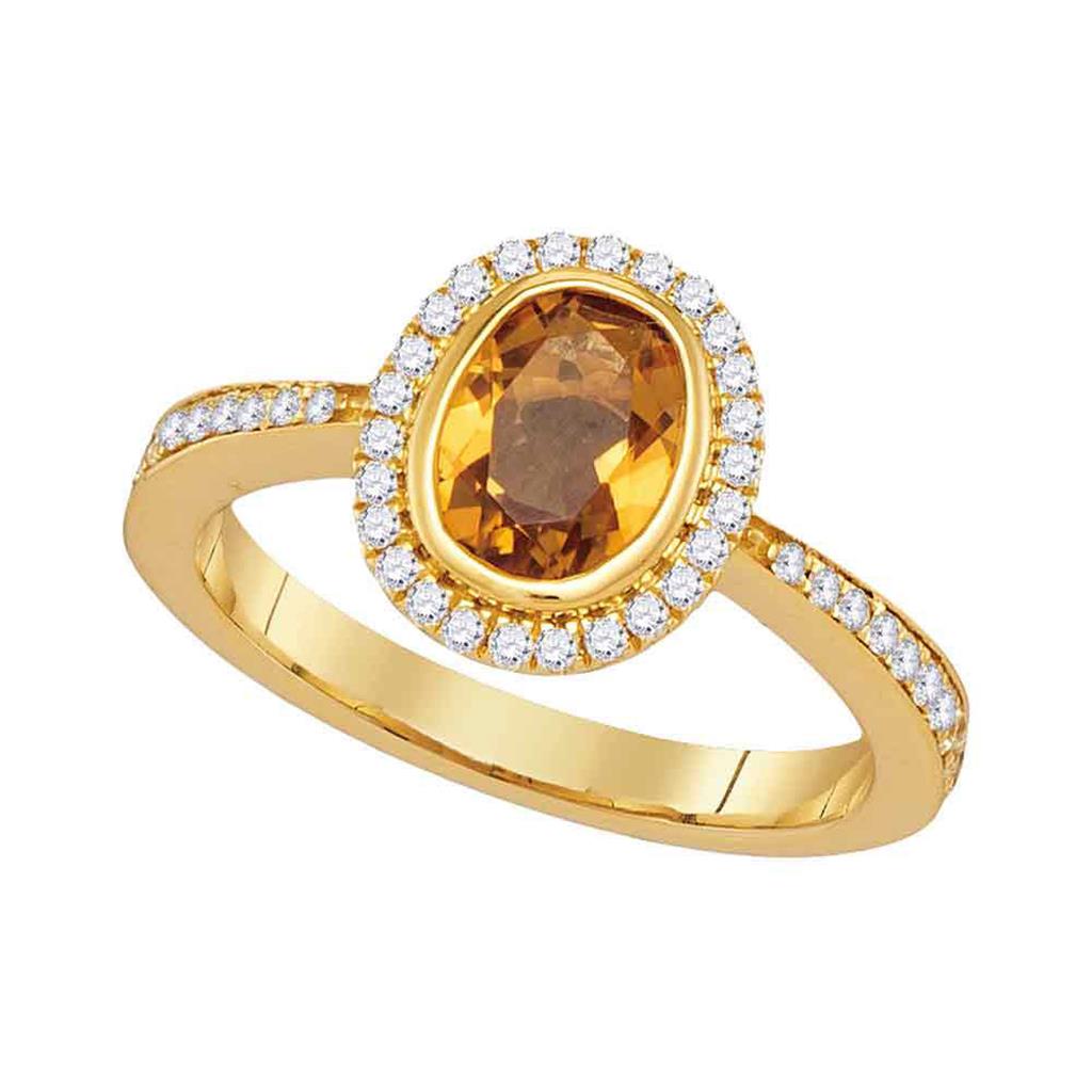 Image of ID 1 14k Yellow Gold Oval Citrine Diamond Solitaire Ring 1-1/2 Cttw