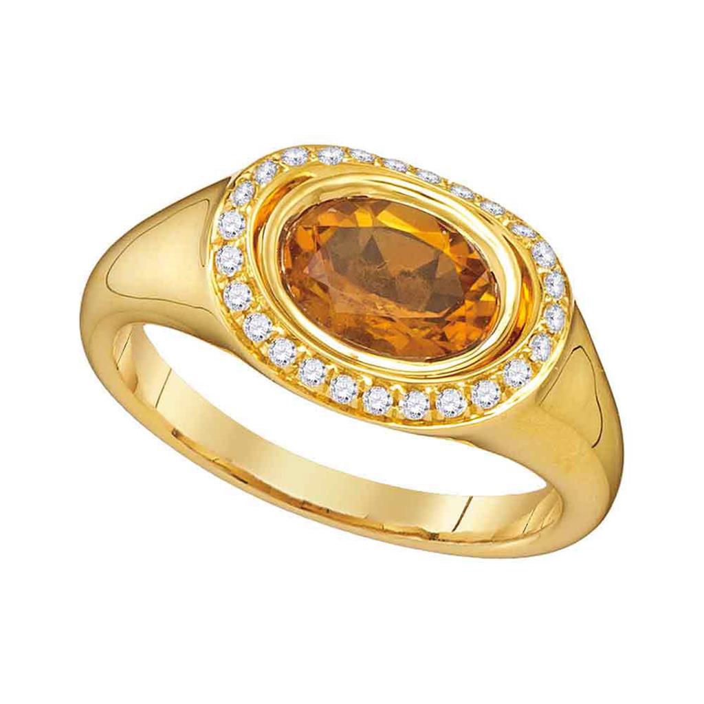 Image of ID 1 14k Yellow Gold Oval Citrine Diamond Solitaire Ring 1-1/5 Cttw