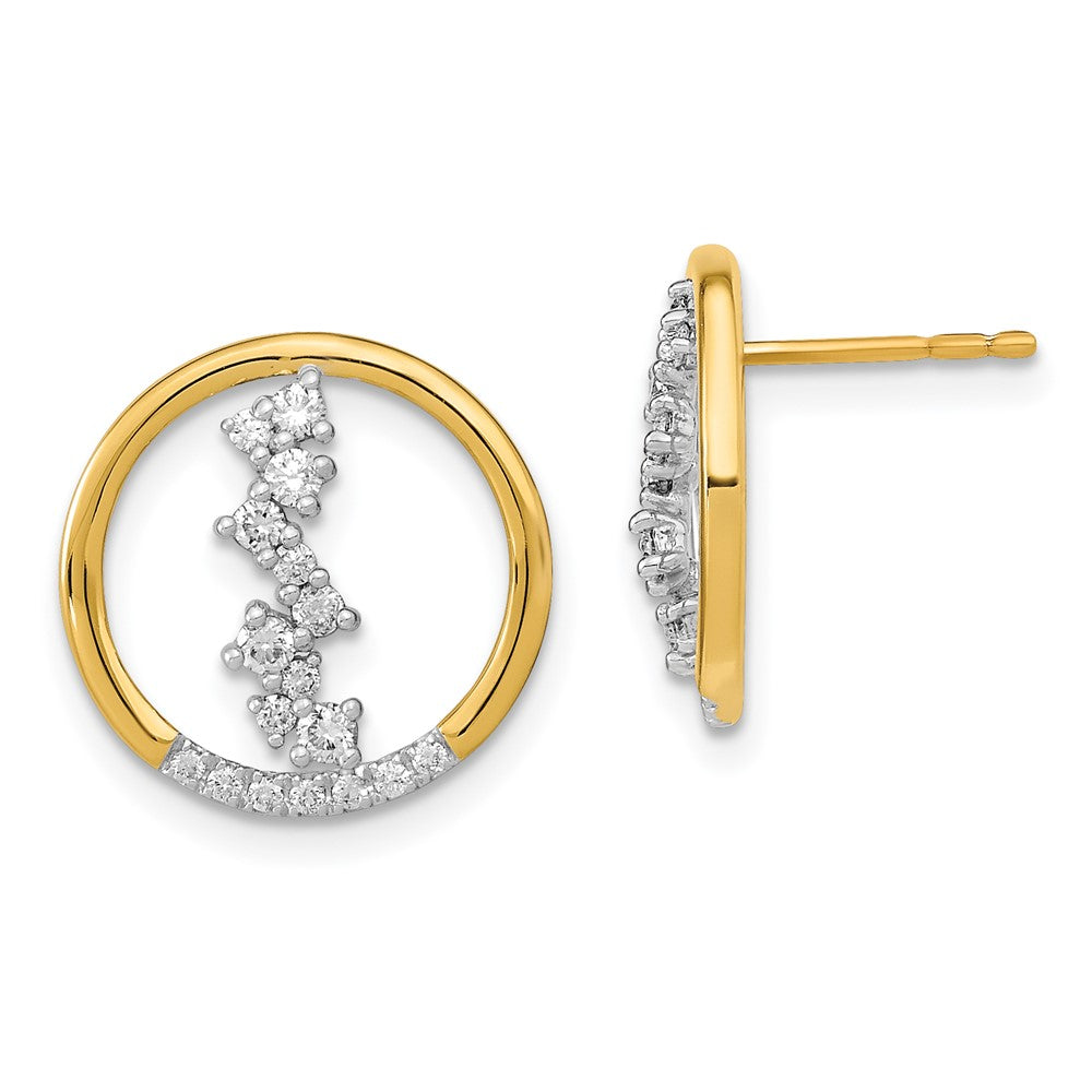 Image of ID 1 14k Yellow Gold Polished Real Diamond Dangle Circle Post Earrings