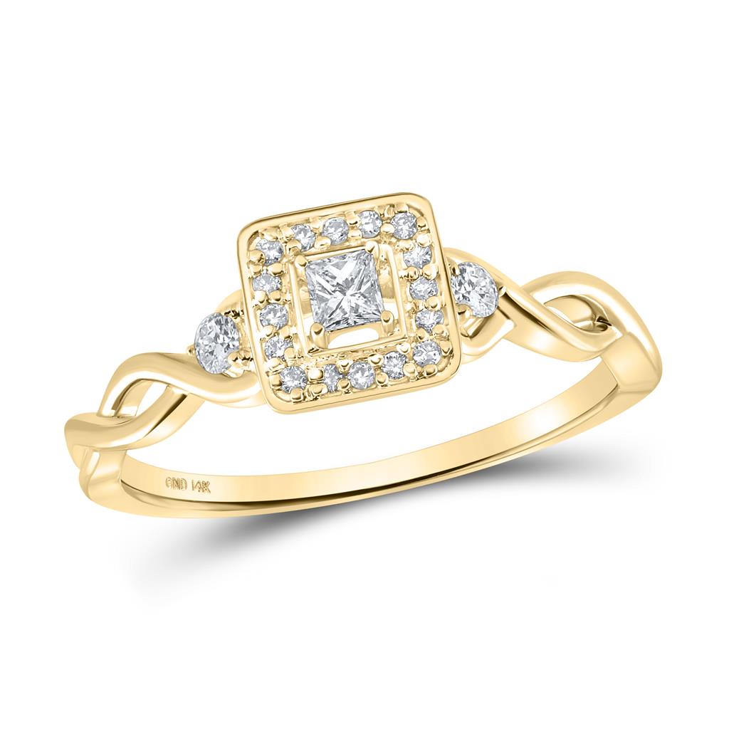 Image of ID 1 14k Yellow Gold Princess Diamond 3-stone Promise Ring 1/5 Cttw