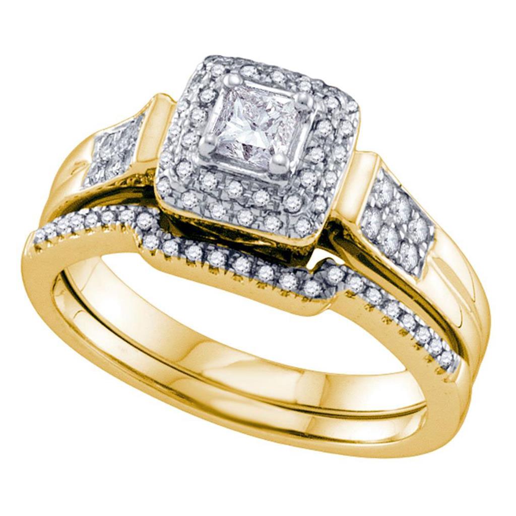 Image of ID 1 14k Yellow Gold Princess Diamond Bridal Wedding Ring Set 1/2 Cttw (Certified)