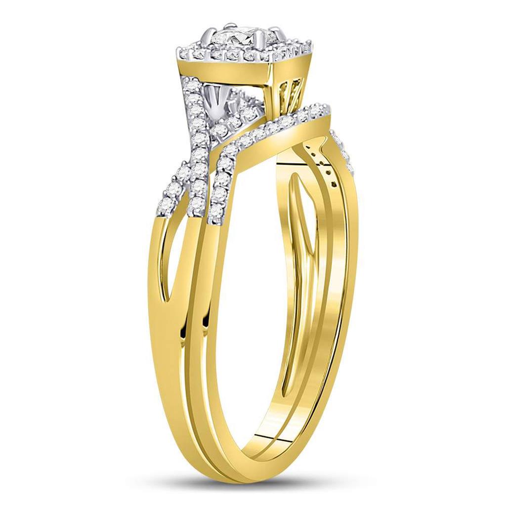 Image of ID 1 14k Yellow Gold Princess Diamond Bridal Wedding Ring Set 1/3 Cttw