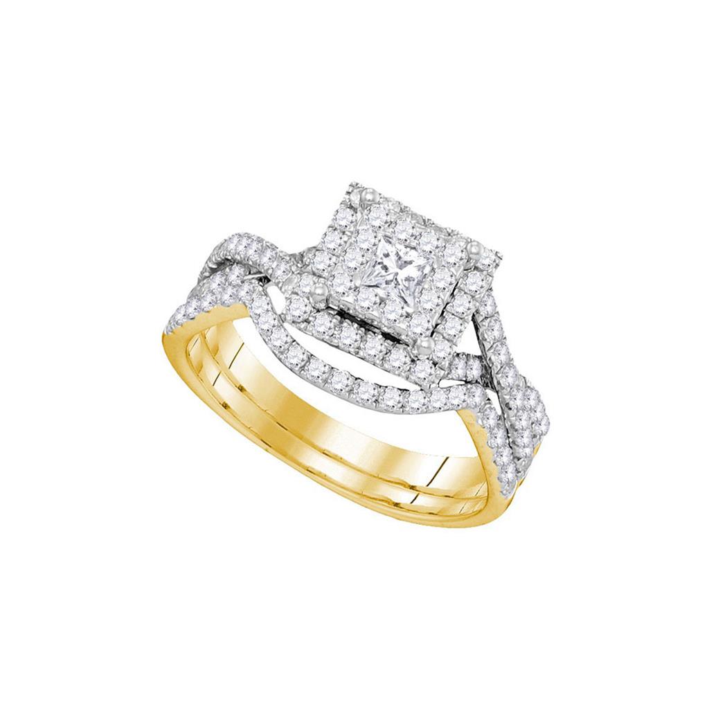 Image of ID 1 14k Yellow Gold Princess Diamond Bridal Wedding Ring Set 7/8 Cttw