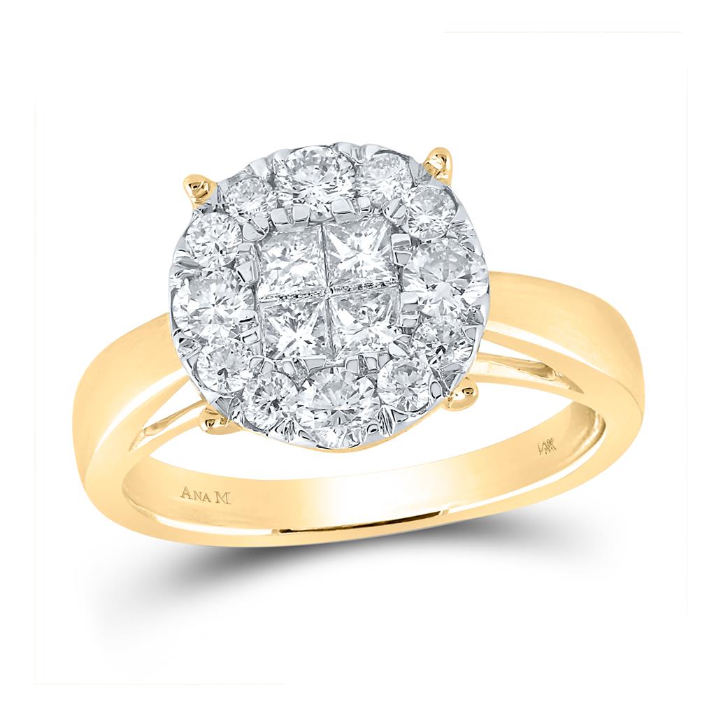 Image of ID 1 14k Yellow Gold Princess Diamond Cluster Bridal Engagement Ring 1 Cttw