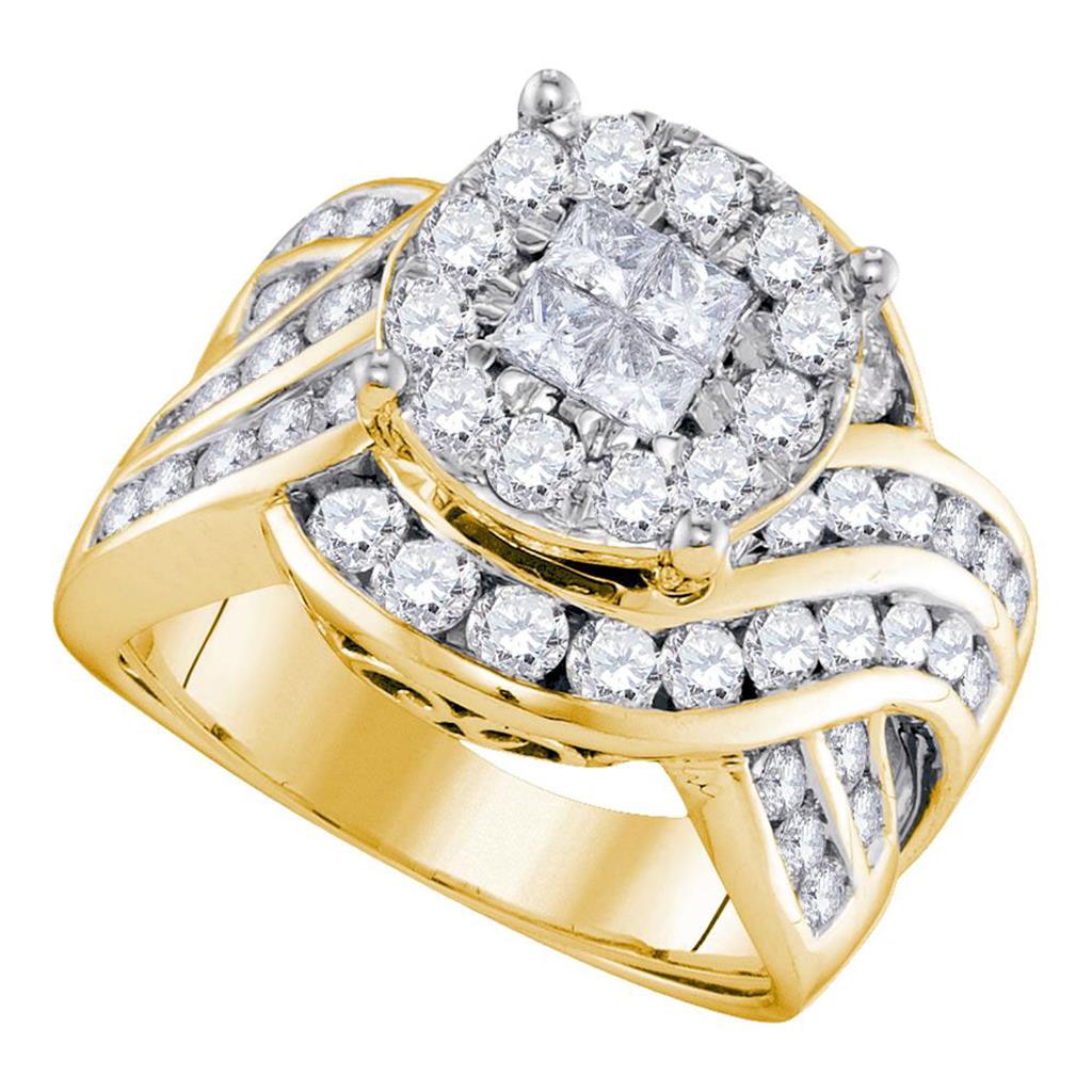 Image of ID 1 14k Yellow Gold Princess Diamond Cluster Engagement Ring 2-1/2 Cttw