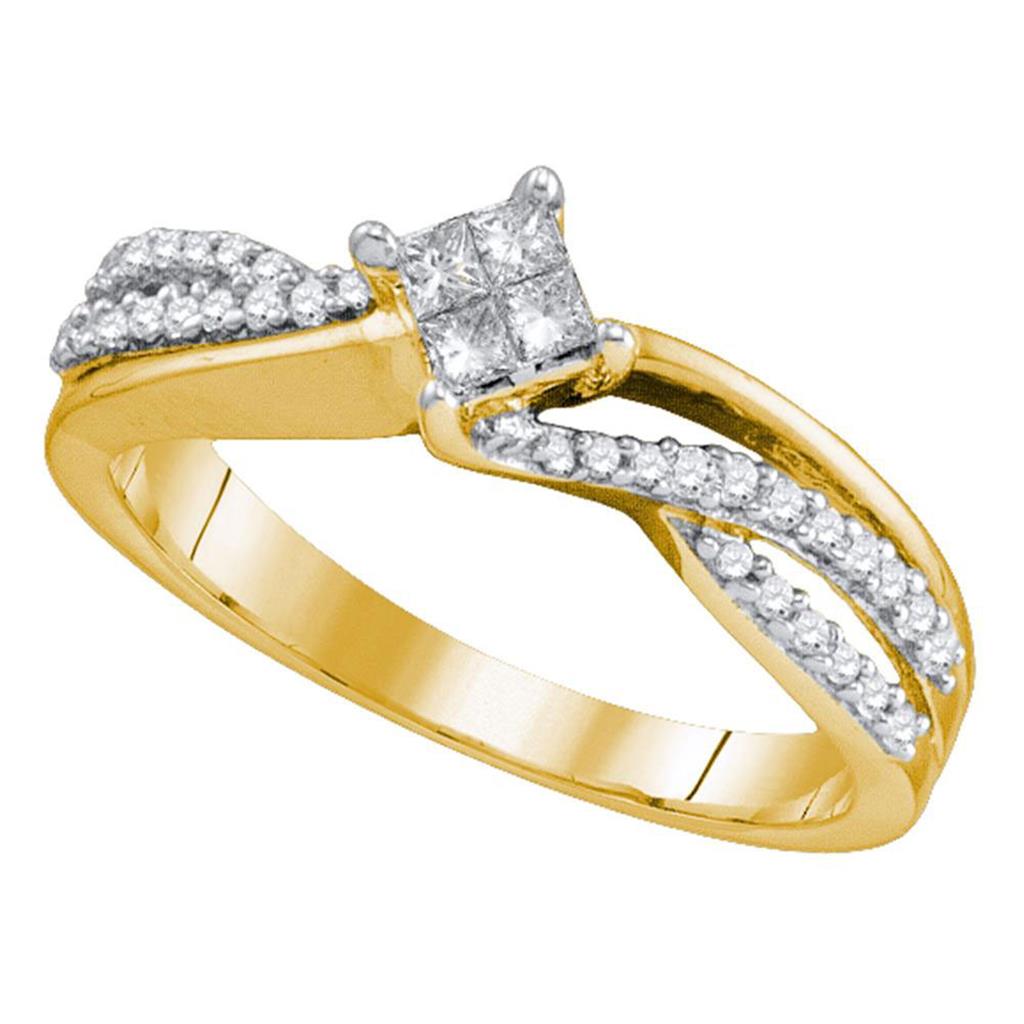Image of ID 1 14k Yellow Gold Princess Diamond Cluster Ring 1/3 Cttw