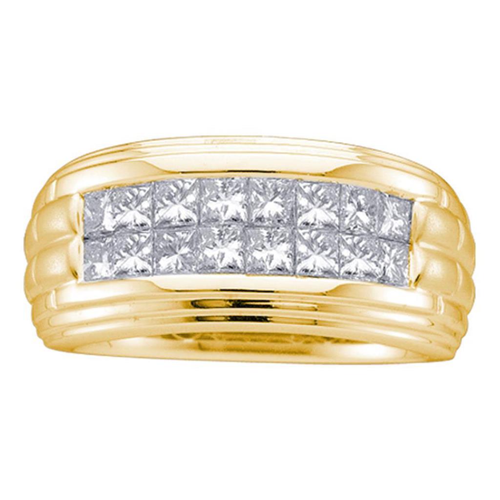 Image of ID 1 14k Yellow Gold Princess Diamond Double Row Wedding Band Ring 1/2 Cttw