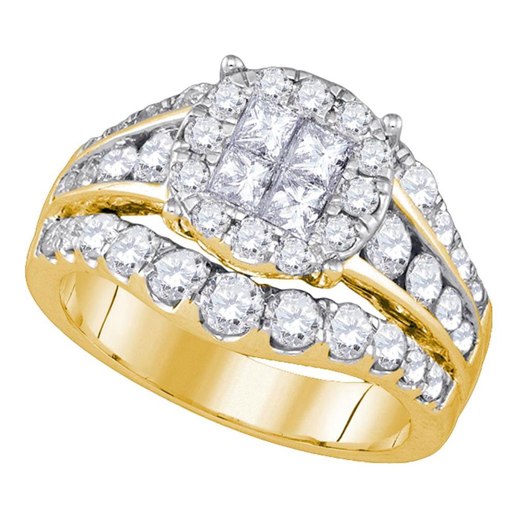 Image of ID 1 14k Yellow Gold Princess Diamond Halo Bridal Engagement Ring 2 Cttw