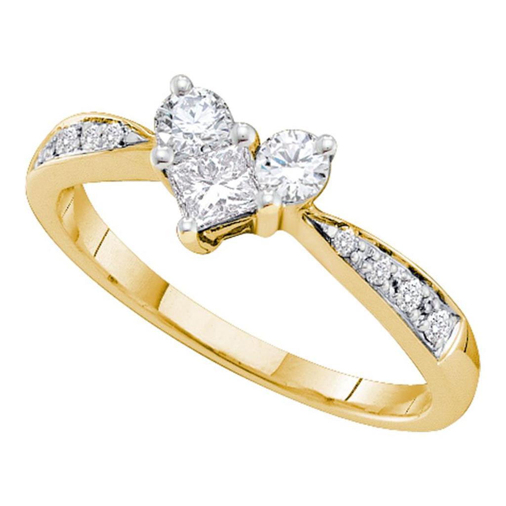 Image of ID 1 14k Yellow Gold Princess Diamond Heart Bridal Engagement Ring 1/2 Cttw