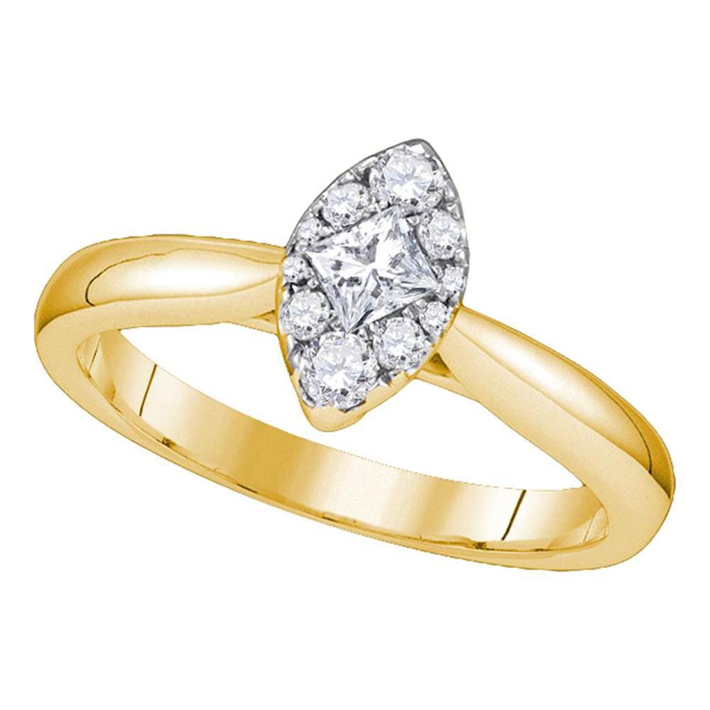 Image of ID 1 14k Yellow Gold Princess Diamond Marquise-Shape Solitaire Ring 3/8 Cttw