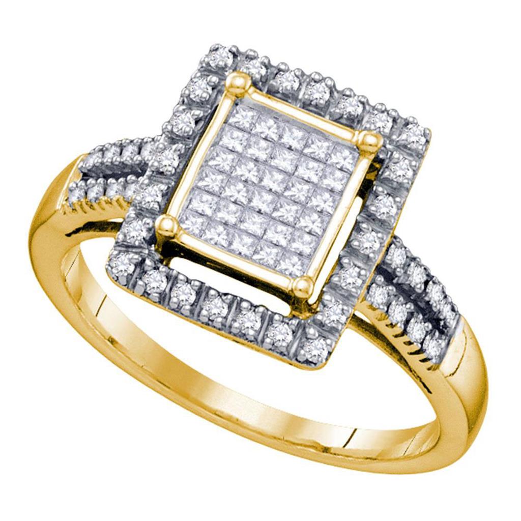 Image of ID 1 14k Yellow Gold Princess Diamond Rectangle Fashion Ring 1/3 Cttw
