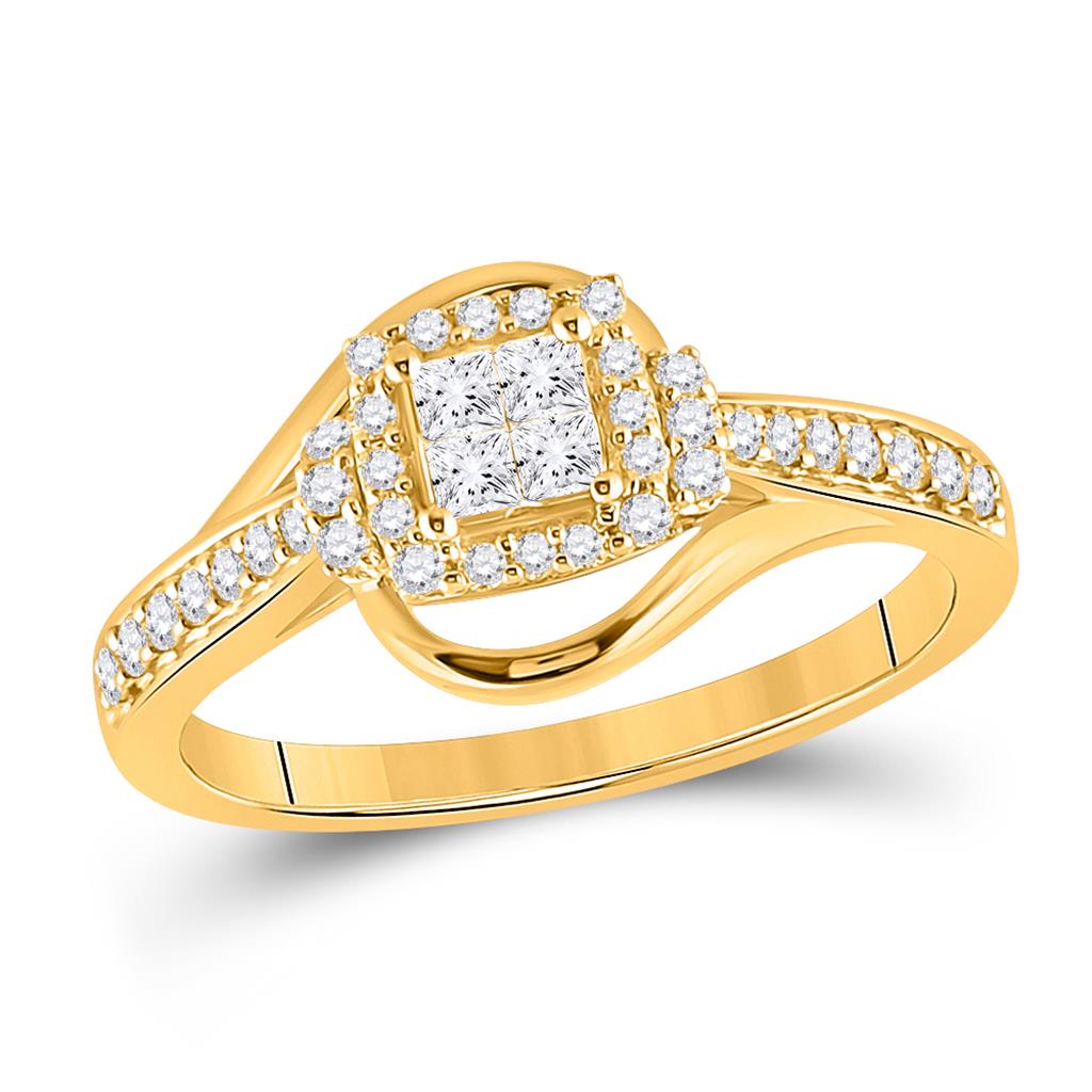 Image of ID 1 14k Yellow Gold Princess Diamond Square Ring 3/8 Cttw