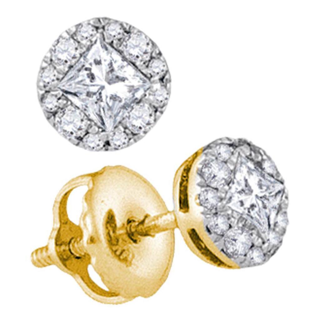 Image of ID 1 14k Yellow Gold Princess Diamond Stud Earrings 1/3 Cttw