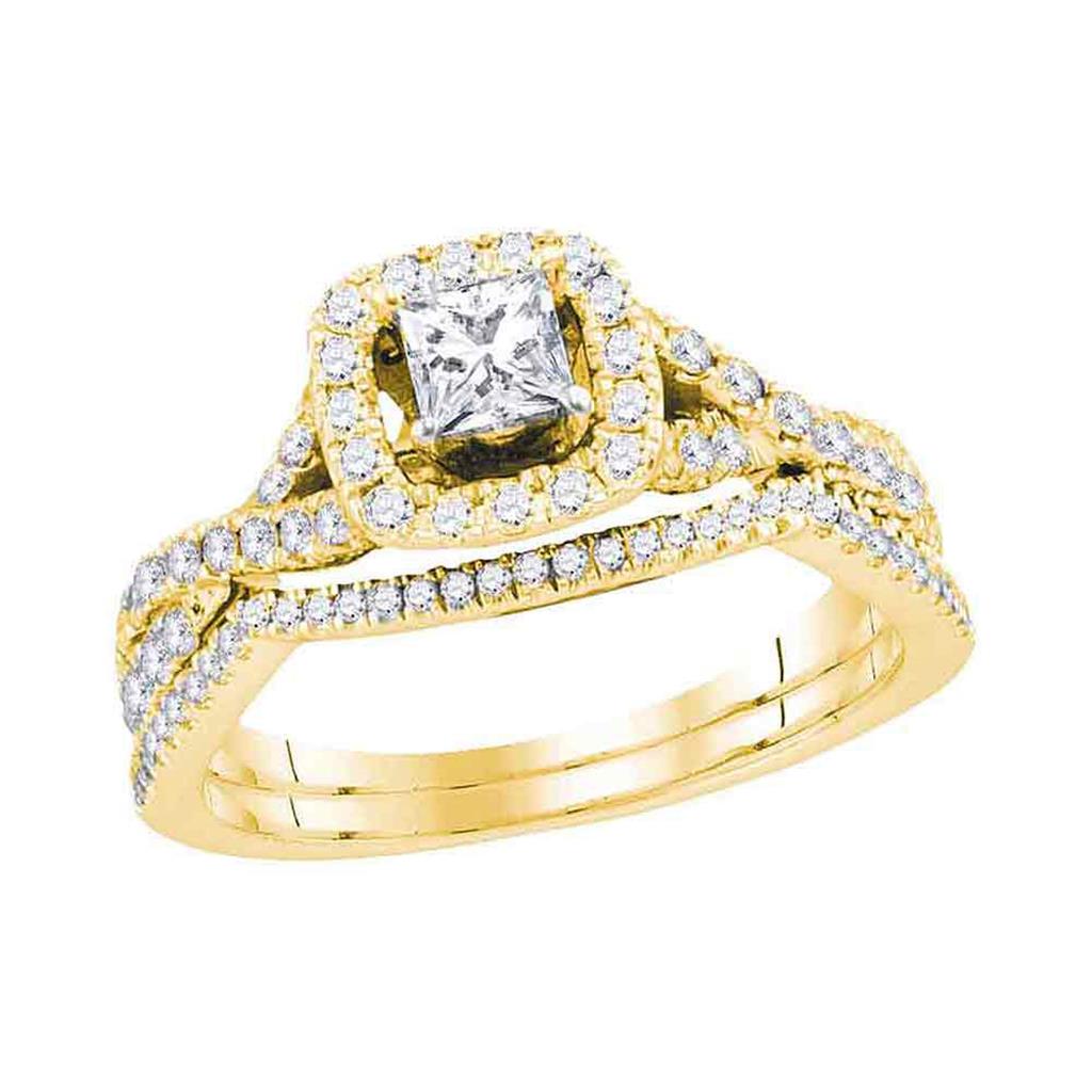 Image of ID 1 14k Yellow Gold Princess Diamond Twist Bridal Wedding Ring Set 1 Cttw (Certified)