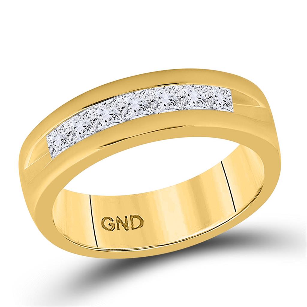 Image of ID 1 14k Yellow Gold Princess Diamond Wedding Band 1 Cttw