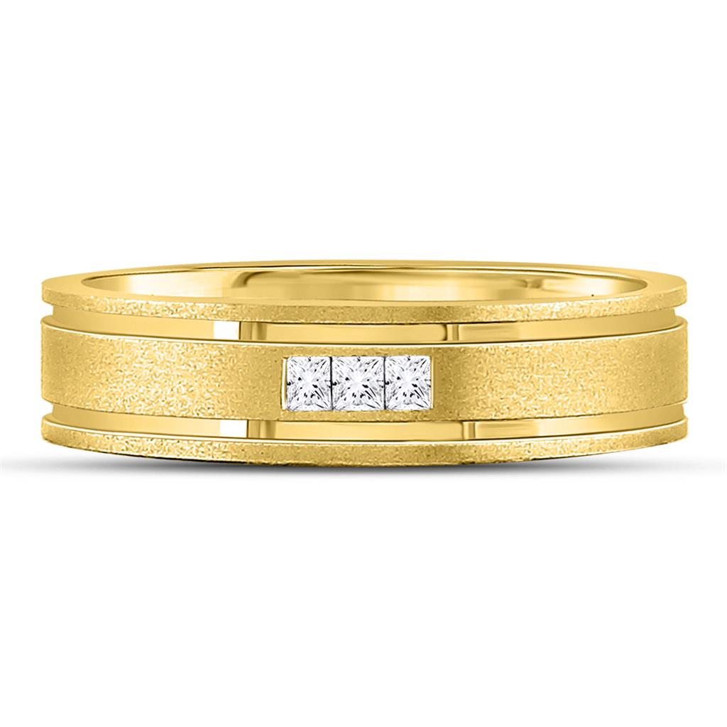 Image of ID 1 14k Yellow Gold Princess Diamond Wedding Band Ring 1/8 Cttw