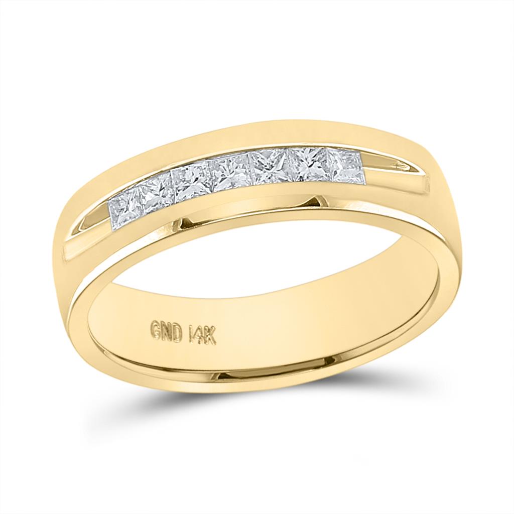 Image of ID 1 14k Yellow Gold Princess Diamond Wedding Single Row Band Ring 1/2 Cttw
