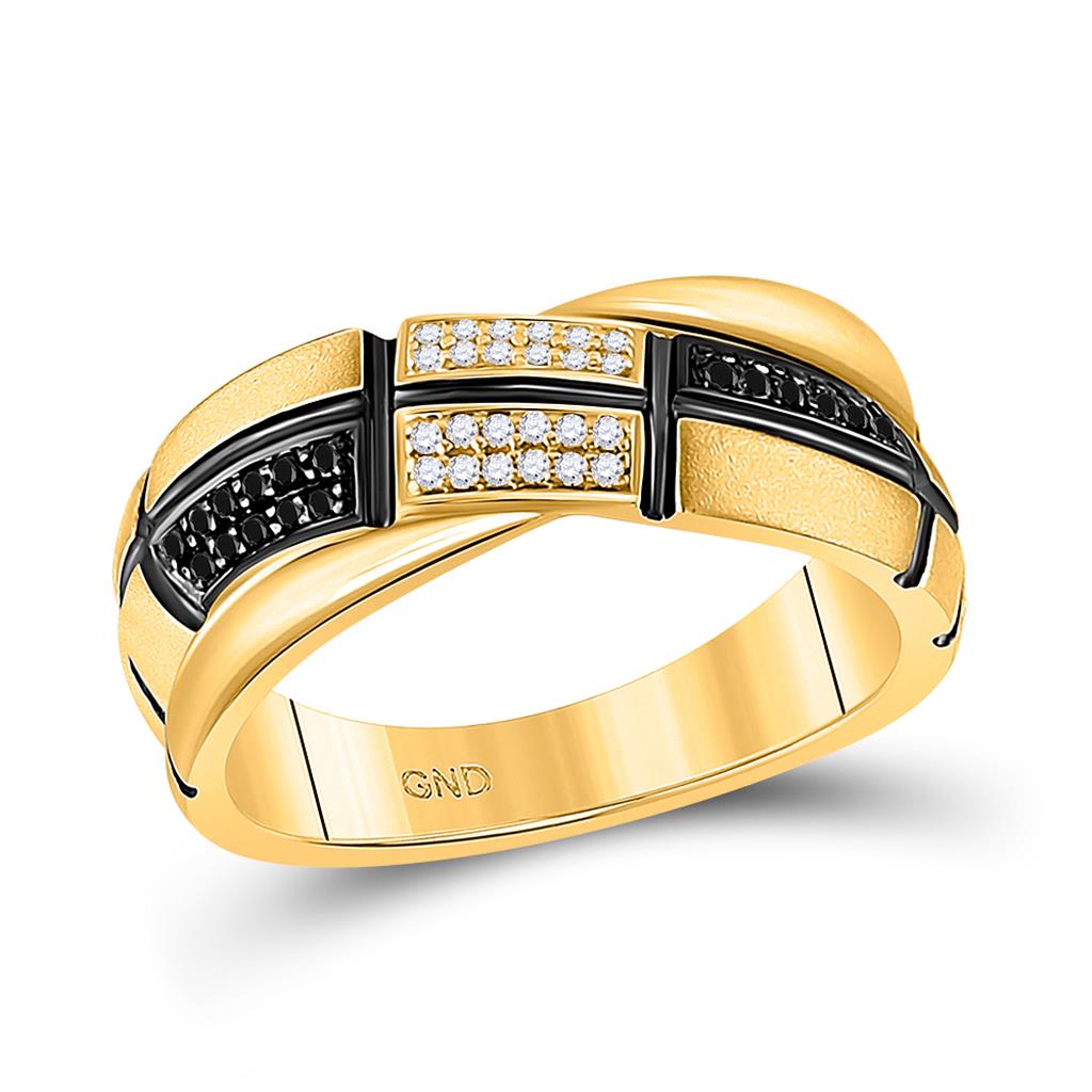 Image of ID 1 14k Yellow Gold Round Black Diamond Band Ring 1/10 Cttw