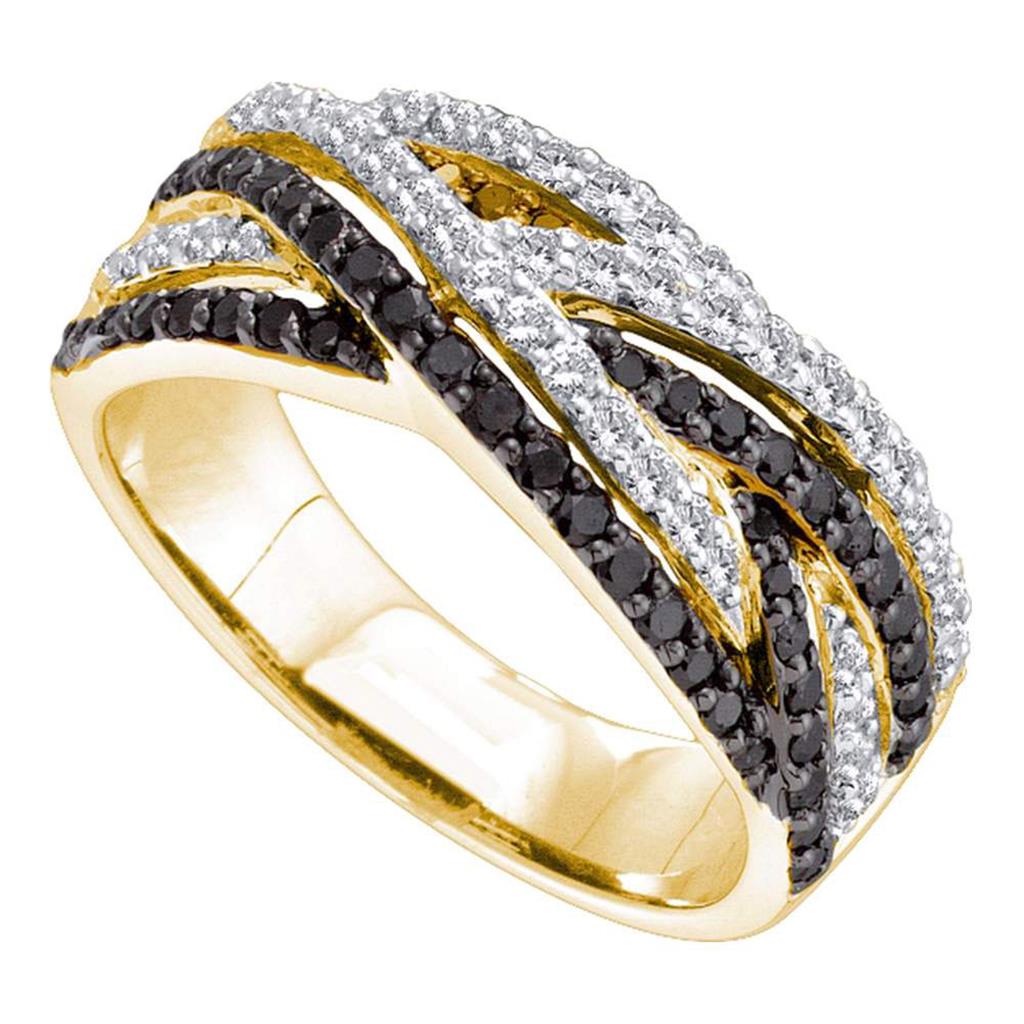Image of ID 1 14k Yellow Gold Round Black Diamond Band Ring 7/8 Cttw