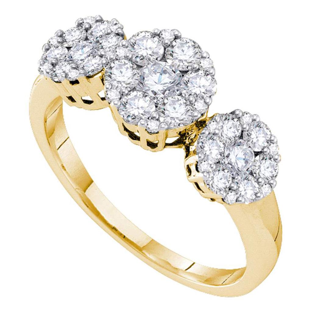 Image of ID 1 14k Yellow Gold Round Diamond 3-stone Ring 1 Cttw