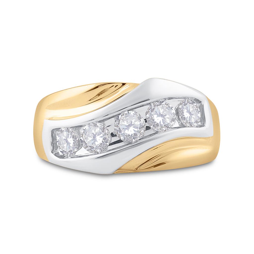 Image of ID 1 14k Yellow Gold Round Diamond 5-Stone Band Ring 1 Cttw