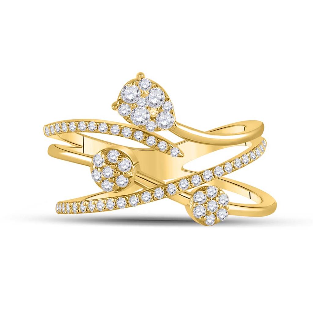 Image of ID 1 14k Yellow Gold Round Diamond Abstract Fashion Ring 1/2 Cttw