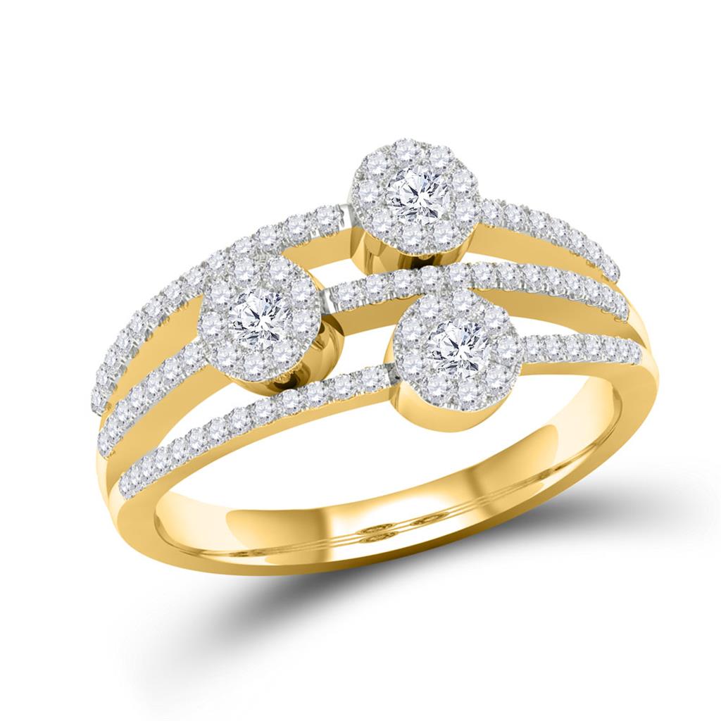 Image of ID 1 14k Yellow Gold Round Diamond Band Ring 1/2 Cttw