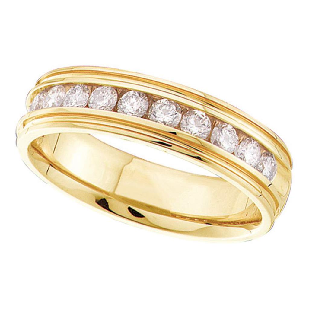 Image of ID 1 14k Yellow Gold Round Diamond Bridal Wedding Anniversary Band 1 Cttw
