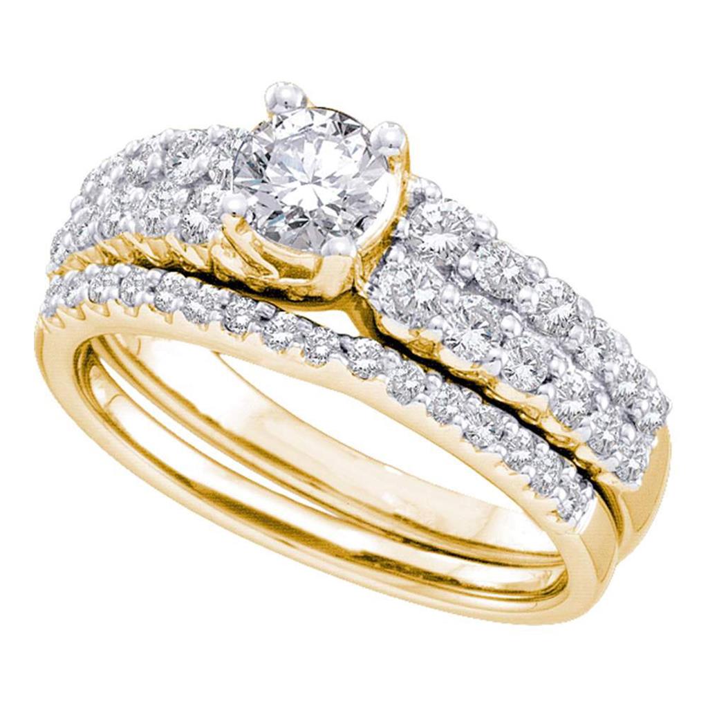 Image of ID 1 14k Yellow Gold Round Diamond Bridal Wedding Ring Set 1-3/8 Cttw