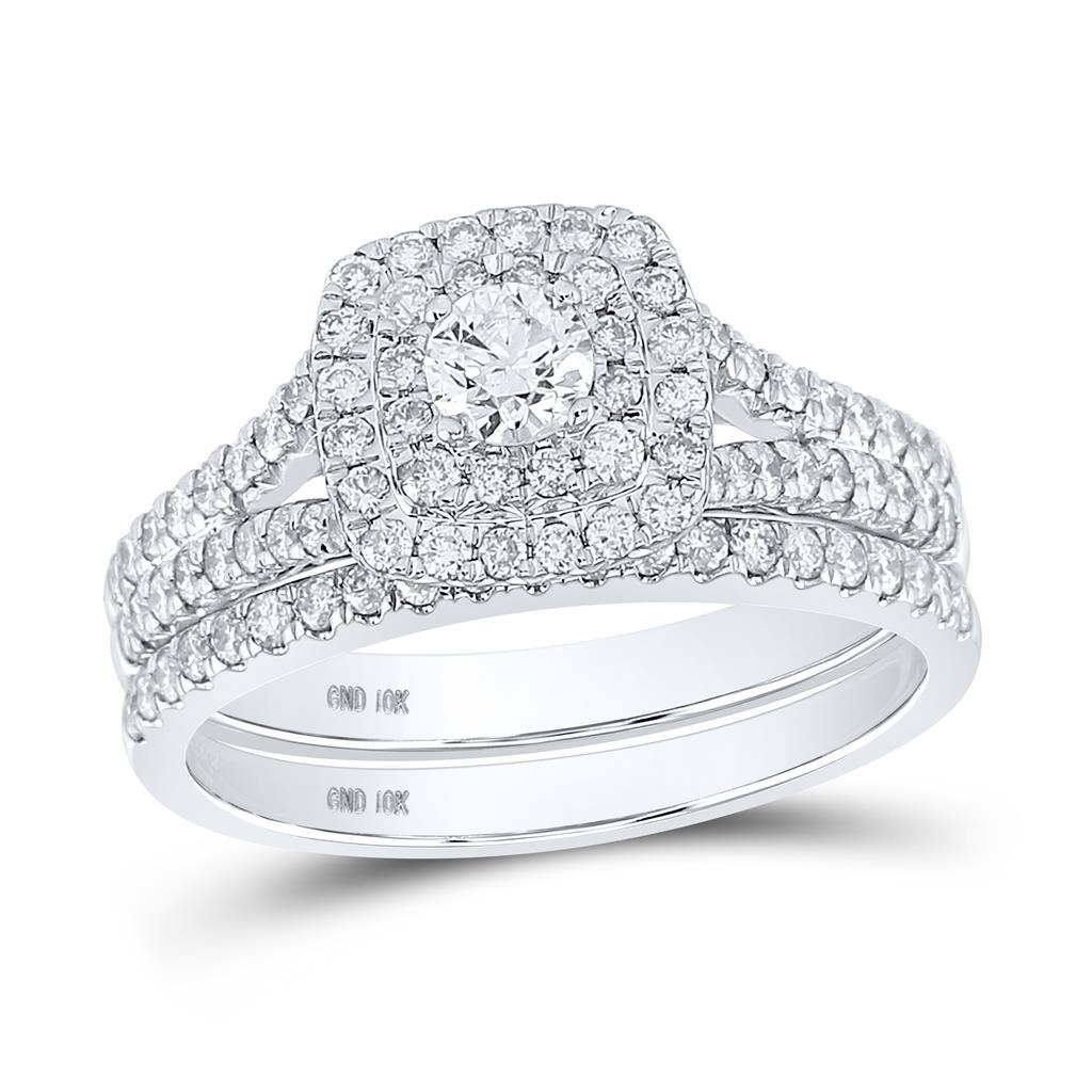 Image of ID 1 14k Yellow Gold Round Diamond Bridal Wedding Ring Set 1 Cttw (Certified)