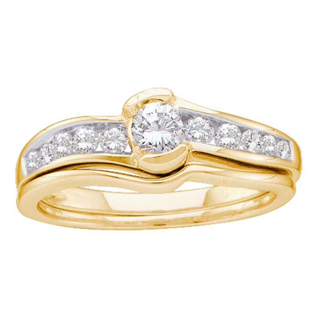 Image of ID 1 14k Yellow Gold Round Diamond Bridal Wedding Ring Set 1/2 Cttw (Certified)