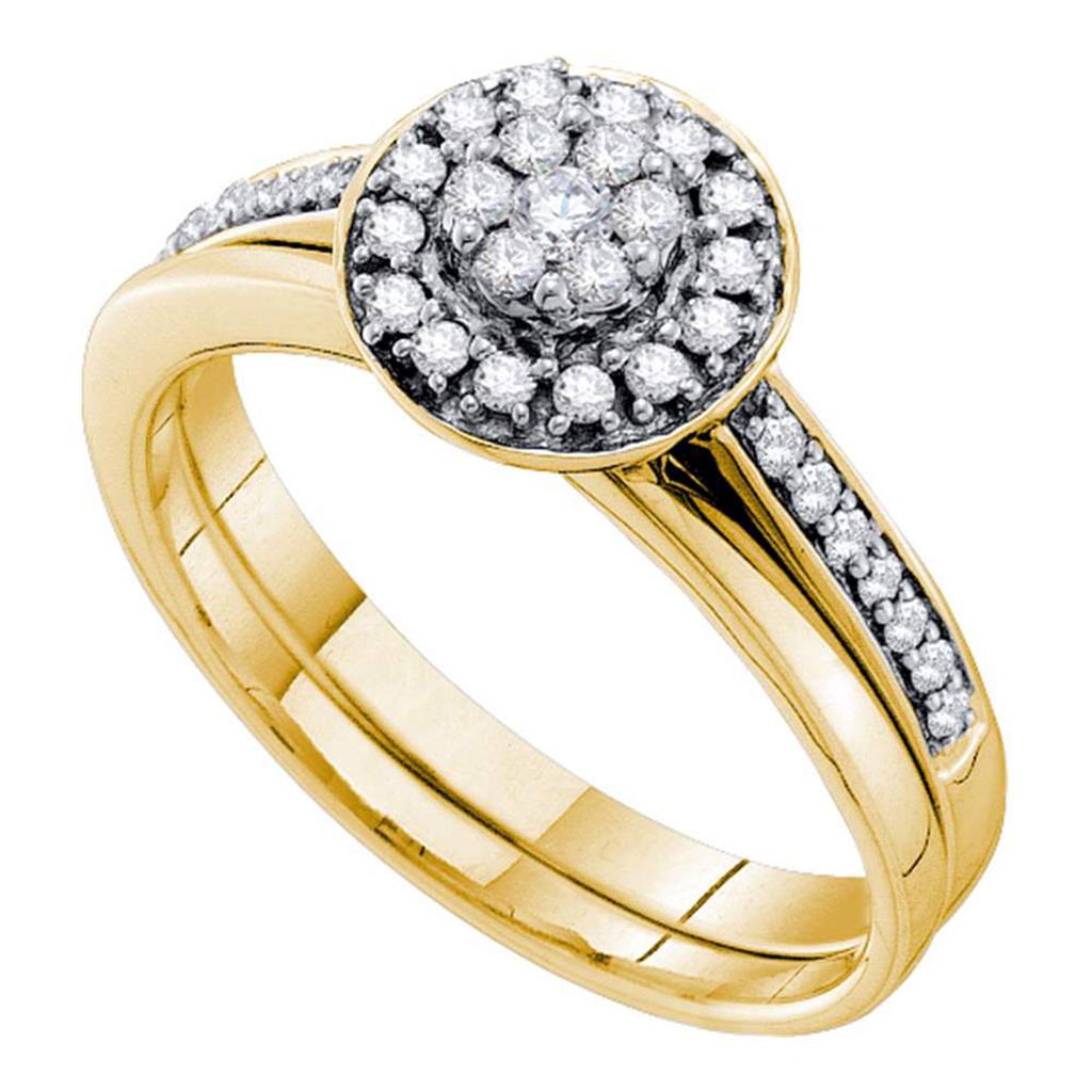 Image of ID 1 14k Yellow Gold Round Diamond Bridal Wedding Ring Set 1/3 Cttw